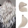 OiMiGO Straight Clip in Hair Extensions Real Human Hair 100% Unprocessed Brazilian Virgin Hair 70g Ice White Clip ins Extensions for Women 5pcs Per Set (12 Inch, ice white)