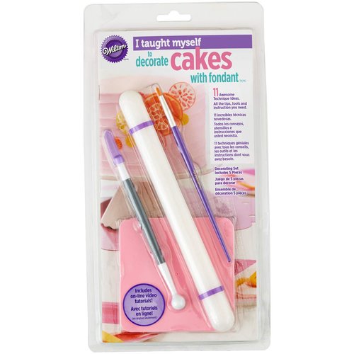 Wilton "I Taught Myself To Decorate Cakes With Fondant" Book Set - Fondant Cutter and Tools