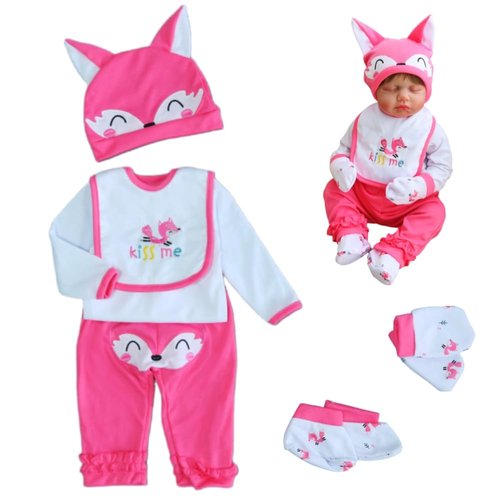Reborn Baby Dolls Clothes Little Fox 6pcs Outfit Accessories for 17-23 Inch Newborn Baby Doll Girl&Boy Baby Doll Clothing Cute Fox Element Set