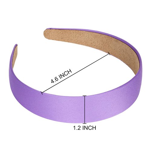 YISSION Satin Headbands for Women Girls Non Slip 1.2 Inch Wide Head Band Plain Head Bands Fashion Hair Bands Solid Purple Headband DIY Cosplay Hair Accessories for Women Girls