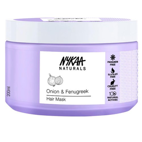 Nykaa Naturals Hair Mask - Deep Conditioner for Dry Damaged Hair- Suitable for All Hair Types - Onion and Fenugreek - 6.76 oz