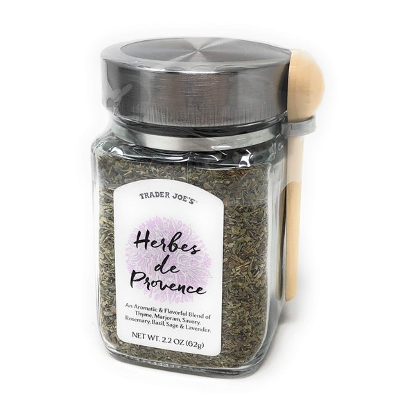 Trader Joe's Herbes de Provence Spice Mix Jar with Attached Spoon. 2.2 Oz.