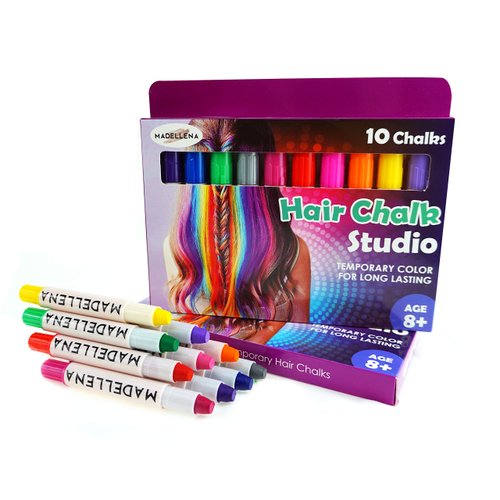 Madellena Hair Chalk - Temporary Hair Color for Girls, Ideal Gifts for Kids and Hair Accessories