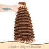 Fabimiya Deep Curly Braiding Human Hair 100g 18 Inch Color 30 Auburn Brown Deep Water Wave Bulk Human Hair for Braiding No Weft Brazilian Virgin Deep Curly Human Hair Extensions for Boho Braids
