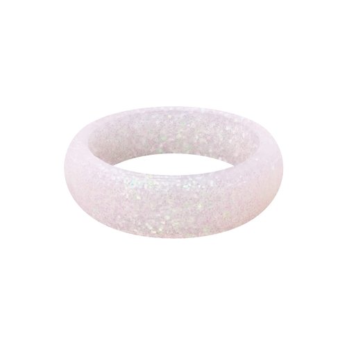 QALO Women's Rubber Silicone Ring, Classic Sparkle Rubber Wedding Band, Breathable, Durable Engagement Silicone Ring, 5.5mm Wide 2.5mm Thick, Pixie Dust, Size 7