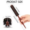 Small Boar Bristle Round Brush for Blow Drying, Styling - Wooden Handle, Soft Natural Bristles for Short/Thin Hair, Women and Men's Beard