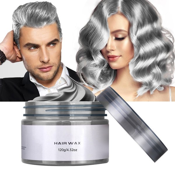 Temporary Silver Gray Hair Color Dye Wax for Kids & Men Women, Washable Hair Dye Styling Clay Party Hair Makeup Gifts for 3 4 5 6-8-10-12 Years Old Girls Kids & Men Women