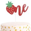 ZitTRo 1 PCS Strawberry Cake Topper 1st Birthday Cake Topper Red Glitter First Birthday Strawberry Cake Decoration for Baby Shower Kids 1st Birthday Party Supplies