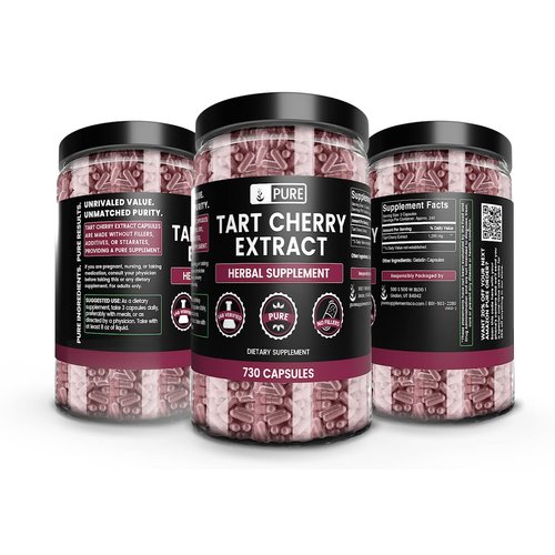 PURE ORIGINAL INGREDIENTS Tart Cherry Extract (730 Capsules) No Magnesium Or Rice Fillers, Always Pure, Lab Verified