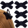 HINZIC 4pcs Black Bow Hair Claw Clips, Mini Bowknots Hair Clamps, Velvet Bows Hair Barrettes Alligator Hair Clips for Christmas Halloween Birthday Women Accessories