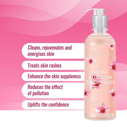Aroma Magic 3-in-1 Plum Blossom Body Wash | Cleanses & Nourishes Hair, Body & Face | Refreshing & Rejuvenating | Revitalize Dull Skin & Hair | 7.44 Fl Oz/220ml