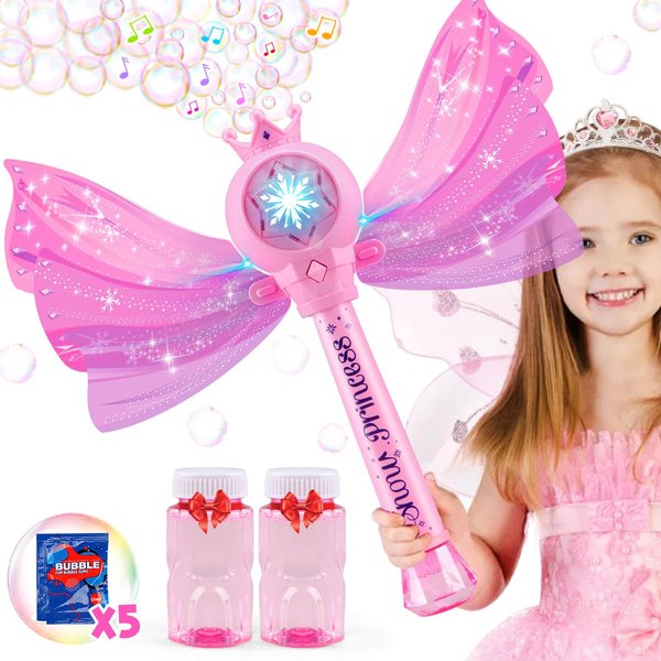 Aooess Bubble Wands for Kids Toys for 3 4 5 6 Years Old Girls: Light Up Bubble Wand Outdoor Toys for Girls Ages 4-8 Bubble Party Favors for Kids 4 Year Old Birthday Gifts Girl Toys for Kids 3-8