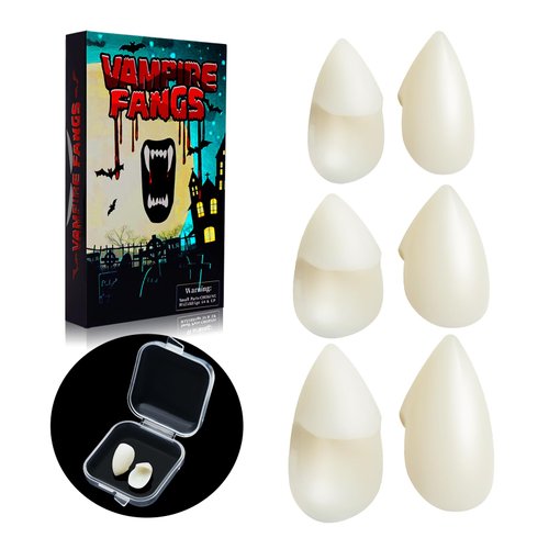 BLUECOW Vampire Teeth, Vampire Fangs for Adults 3pair (15mm+17mm+19mm)