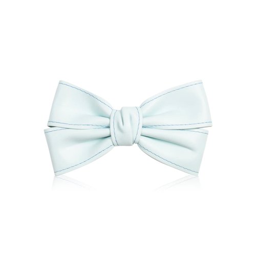 Hair Clip for Women and Girls - Cute Bow Girl's Hair Accessories Pin Ponytail Holder, Acrylic Resin Hairpin Gift (Bow Hair Clip -Faux Leather Blue)