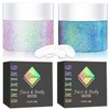 2 Packs Holographi Face Body Glitter Gel, Sparkle Color Changing Face Glitter Gel, Mermaid Sequins Glitter Face Paint, Chunky Hair Glitter Gel for Concerts Party Mardi Gras Festival, 50ML x 2