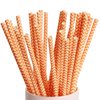 Webake 100 Pack Chevron Paper Straws Wave Patterned Drinking Straws Bulk 7.75 Inch Disposable Biodegradable Restaurant Supplies for Thanksgiving Table Decor Orange Striped