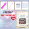 4th of July Press on Nails Mediuim Square Fake Nails with American Flag Designs Blue Red Glitter French Glue on Nails Press ons Independence Day False Nails Full Cover Stick on Nails for Women 24 Pcs