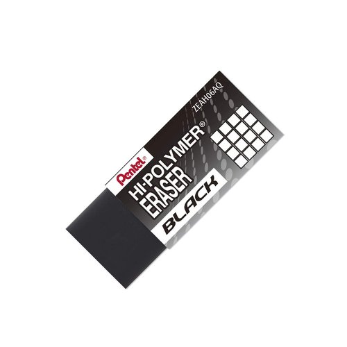 Pentel Hi-Polymer Block Eraser, Small Black, 48 Count (Pack of 1), Block, Plastic, Pencil-Erasers