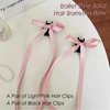 4 PCS Hair Bow Clips, Tassel Ribbon Bowknot Hair Clips with Long Tail, Ballet Style Solid Hair Barrettes Bow, Ponytail Holder Alligator Claw Bow Hair Accessories for Women (Black & Pink)