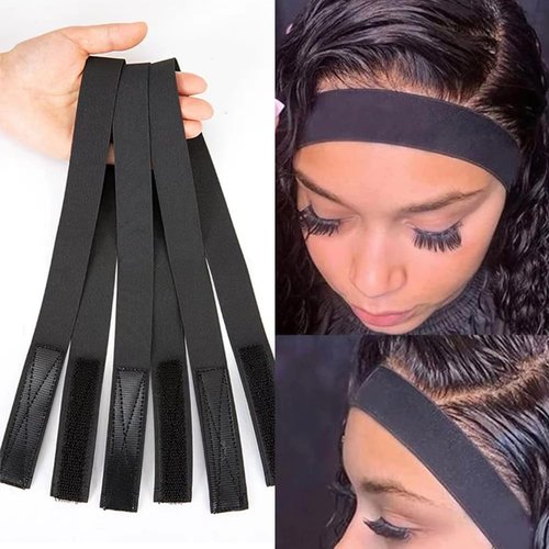 Aorbige 5Pcs Wig Band For Melting Lace Band Elastic Bands For Wig Edge Lace Frontal Melt Adjustable Wrap Wig Bands for Keeping Wigs in Place (5Pcs, Wig adjustable bands)
