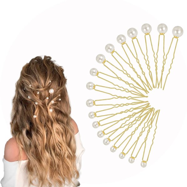Rexnoz 18 PCS Pearl Hair Pins Bridal Hair Wedding hair Accessories, Pearl bobby pins, pearl pins for hair U shaped hair pins for Brides Bridesmaid Gril Women(Silver)
