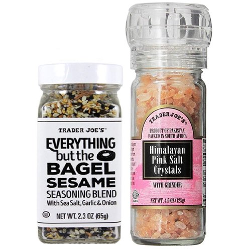 Trader Joe's - Everything but the Bagel Sesame Seasoning Blend, 2.3 oz. & Himalayan Pink Salt Crystals with Built in Grinder 4.5 oz
