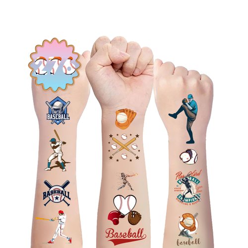 276 Pieces Baseball Temporary Tattoos Birthday Party Favors, Sports Themed Party Supplies Decorations Tattoos Stickers Sports Fans Cheerleaders Favors for Activity Prizes Rewards