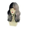 WKLOUYHE Short Wavy Wig with Bangs for Women Shoulder Length Bob Curly Women's Synthetic Wigs Heat Resistant Hair for Cosplay Halloween Daily Party Use(White Grey Black Highlight)