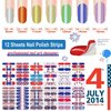 DANNEASY 12 Sheets 4th of July Full Nail Wraps Independence Day Nail Polish Stickers Self-Adhesive Nail Polish Strips Gel Fingernail Stickers for Women with Nail File, Cuticle Stick