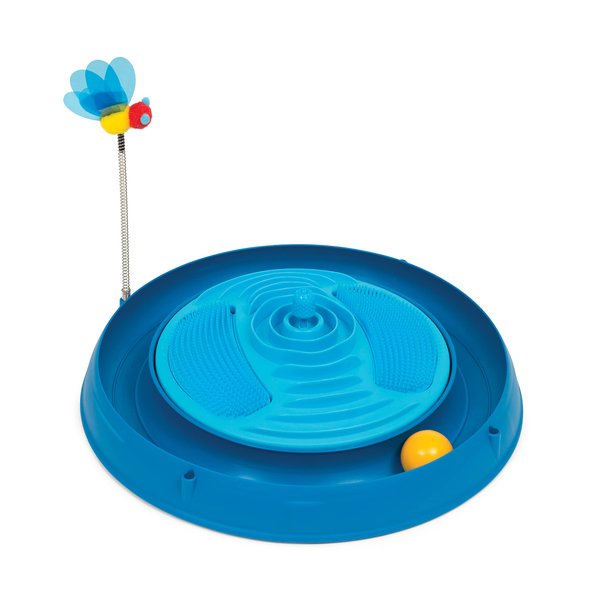 Catit Play Circuit Ball Cat Toy with Scratch Pad, Catnip Toy, Blue, 43001