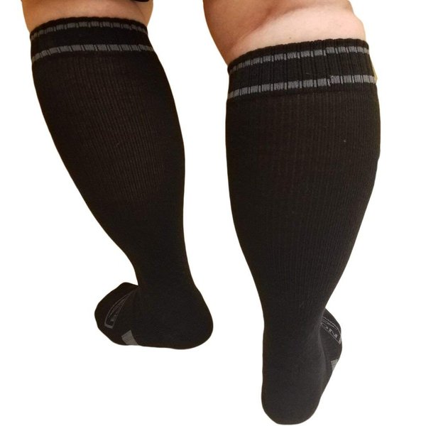 Compression Socks Woman XWide Calf - Firm Gradient Support, Ankle and Arch Support. Knee High | Plus Size Premium Cotton Hosiery with padded soles | Black, Extra Wide Size