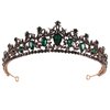 KOVOLITU Black Tiaras and Crowns for Women, Green Rhinestone Queen Crown,Wedding Tiara for Bride, Crystal Costume Hair Accessories for Prom Birthday Party Costume