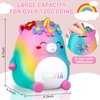 VeewyRee Unicorn Piggy Bank Girls – Cute Rainbow Kids Piggy Bank for Girls, Personalized Unbreakable Resin Coin Money Bank for Kids with Stickers for Toddlers