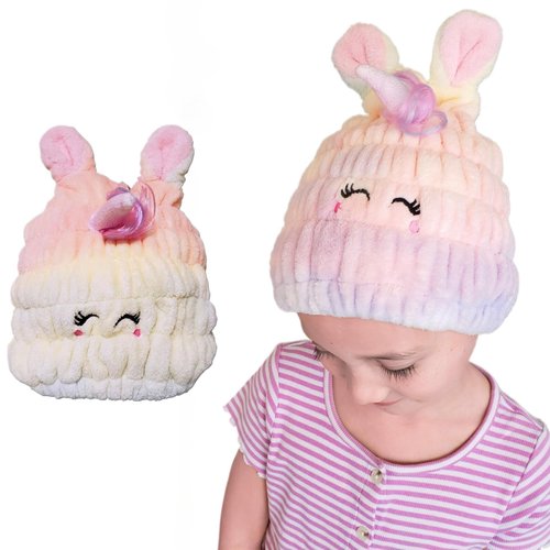 Ali & Boo Kids Hair Towel, Hair Towel Wrap for Kids, Cute & Soft Microfiber Kids Hair Wrap Towel for Bath, Spa and Pool, Quick Drying Unicorn Hat