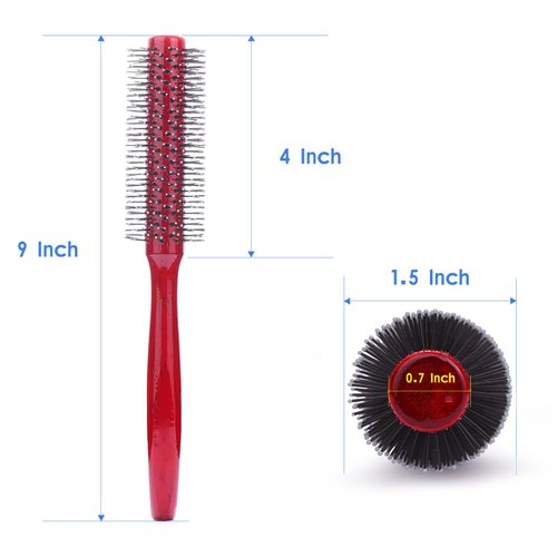 PERFEHAIR Small Round Hair Brush for Blow Drying with Soft Nylon Bristles, 1.5 Inch, Roller Curling Styling Volume Hairbrush for Men and Women Short Thin Curly Hair