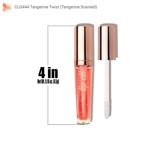 L.A. Colors 1 Lip Oil Lipgloss [ CLG444 Tangerine Twist : Tangerine Scented ] Lip Gloss Balm Ultra Hydrating Formula + Free Zipper Bag