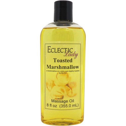 Toasted Marshmallow Massage Oil, 8 oz, With Sweet Almond Oil and Jojoba Oil, Preservative Free, Perfect for Aromatherapy and Relaxation