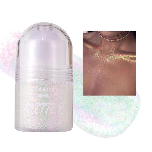 Roll-on Body Glitter Gel, Mardi Gras Mermaid Sequins Holographic Face Glitter Paint， Hair Glitter Gel Festival Accessories,Rave Party &Halloween Body Glitter Makeup for Women (#02)
