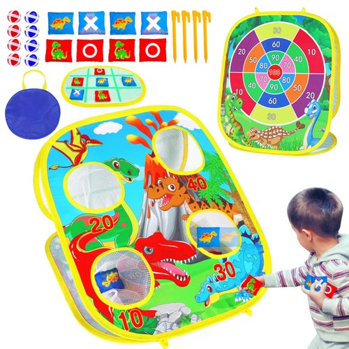 3 in 1 Bean Bag Toss Game for Kids, Toddler Toys for 2 3 4 5 Year Old Boys Girls Birthday Gifts, Dinosaur Cornhole Party Games Backyard Outdoor Outside Toys Ages 1-3 2-4 4-8 Valentine Easter Toy Game