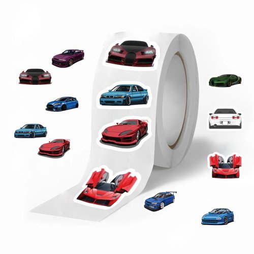 500PCS Cartoon Car Stickers, 1 Inch Self-Adhesive Cartoon Car Decals Cool Stickers Car Stickers Roll for Envelope Books Laptops Bottles Crafts Supplies Decorate
