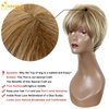 QUEENTAS Pixie Layered Short Blonde Wigs for White Women Black Women Synthetic Hair (Blonde Mixed Brown)