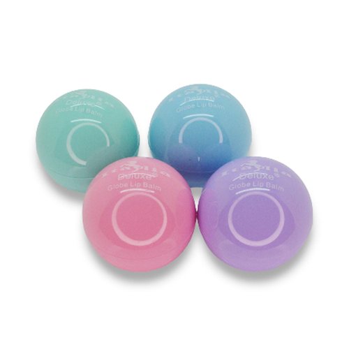 Italia Deluxe 4 Set Fruity Globe Lip Balm Sweet Mint, Strawberry, Pasfruit, Blueberry Flavor 9407-2 & Zipper Bag