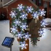 Janchs 55ft 100 LED Solar Christmas Lights Outdoor Decorations, 8 Modes Waterproof LED Snowflake String Lights for Outside Wedding Party Porch Deck Christmas Tree, Garlands, Wreath Decor, Cool White