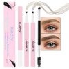 evpct Kaely 2Pcs Light Dark Brown Magic Microblading Eyebrow Contouring Pen Brow Pencil, with 4 Brush Micro-Fork-Tips Applicator, Dual-ended Eyebrow Brush, Hair Like Strokes, Natural Looking Brows