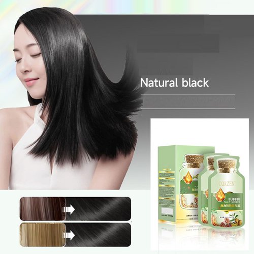 HUANG YI Bubble Plant Hair Dye Natural,New Botanical Bubble Hair Dye 20ml 10Packs/Box.(Natural Black)