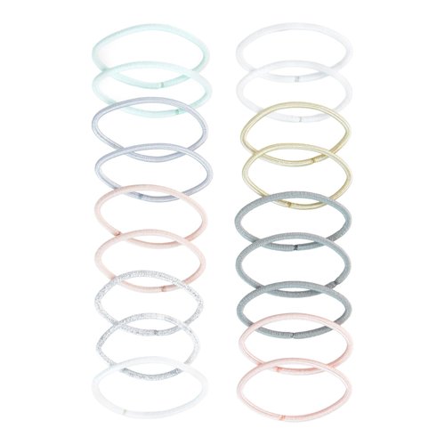Scunci No-Damage Elastic Stretch Nylon Hairbands in Pastel Colors, 18-Pieces