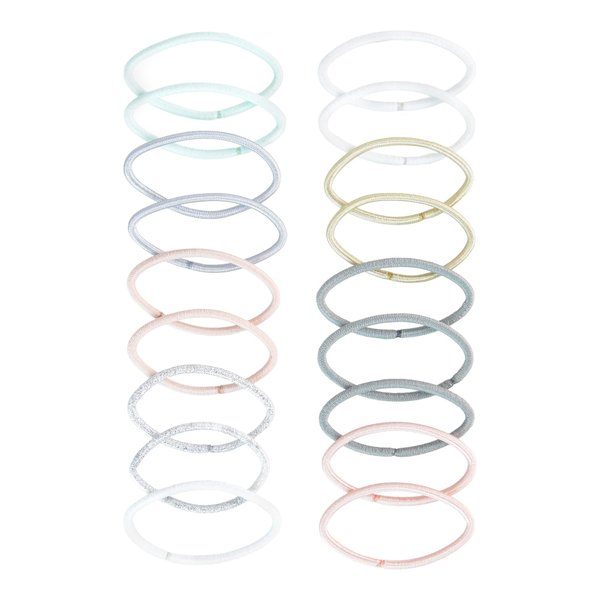 Scunci No-Damage Elastic Stretch Nylon Hairbands in Pastel Colors, 18-Pieces