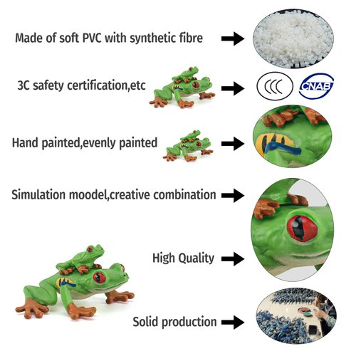 Atralo Service Wildlife Animal Model Toy Red Eye Tree Frog Figure Party Favors Toys Cake Toppers Christmas Birthday Gift for Boys Girls Kids Toddlers