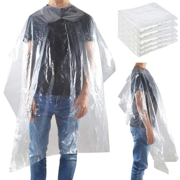 50 Disposable Barber Capes 35 x 51 In Hair Cutting Cape for Kids Adults Clear Waterproof Haircut Cape Shampoo Cape Salon Capes for Clients Hair Dye Cape for Men Women
