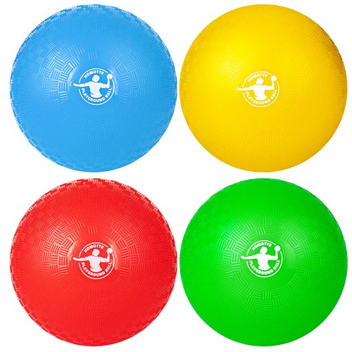 Homotte 4 Colors Playground Balls for Kids 3+ and Adults, 8.5 Inch Kick Balls, Four Square Dodge Balls Set for Outdoor Yard Lawn Beach Toy with Hand Pump